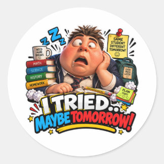 Grappige Tekens Terug naar School Ballon Ronde Sticker