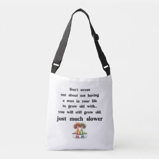 Grappige tekst over vrouwen en mannen crossbody tas