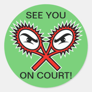 Grappige tennisstickers met humoristische slogan z ronde sticker