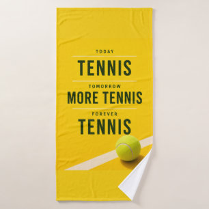 Grappige tennisuitspraak voor speler badhanddoek