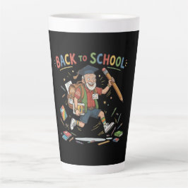 Grappige terug naar school ouderejaars student latte mok