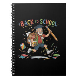 Grappige terug naar school ouderejaars student notitieboek
