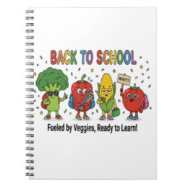Grappige terug-naar-school schattige groente karak notitieboek