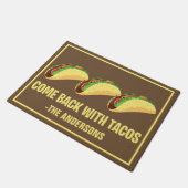 Grappige Terugkomst Met Tacos Aangepaste Monogram Deurmat (Schuin)