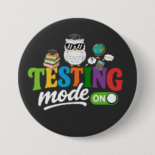 Grappige testmodus aan Cool Uil Leraar & Leerlin Ronde Button 7,6 Cm