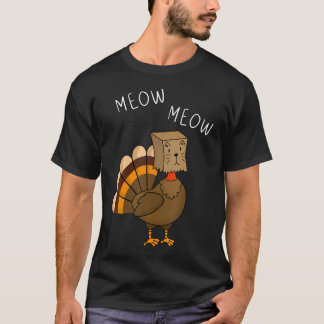 Grappige Thanksgiving Fake Cat Meow met Turkije T-shirt