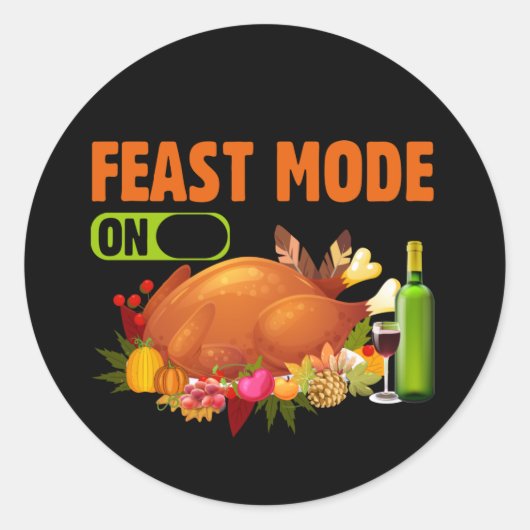 grappige Thanksgiving feast mode woordkunst Ronde Sticker (Voorkant)