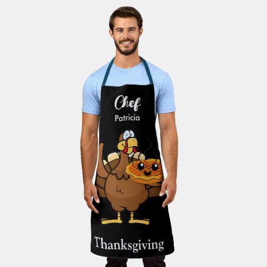 Grappige Thanksgiving Gepersonaliseerde Naam cadea Schort (Gedragen)