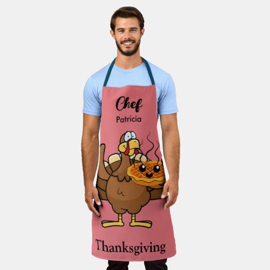 Grappige Thanksgiving Gepersonaliseerde Naam cadea Schort (Gedragen)