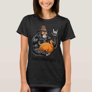 Grappige Thanksgiving Gorilla met kalkoen Lgrim-ho T-shirt