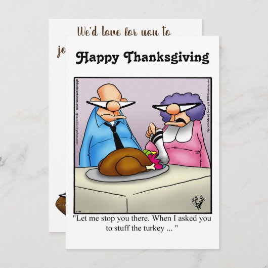 Grappige Thanksgiving Humor uitnodigingen (Voorkant / Achterkant)