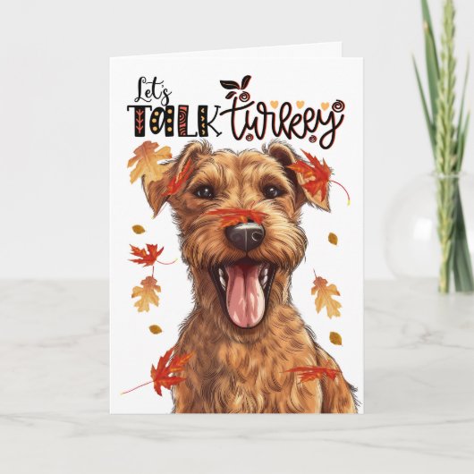 Grappige Thanksgiving Irish Terrier Laten we het o Feestdagen Kaart (Voorkant)