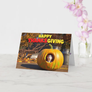 Grappige Thanksgiving kaart met rat en pompoen