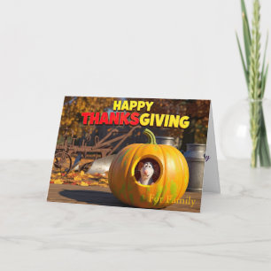 Grappige Thanksgiving kaart met rat en pompoen
