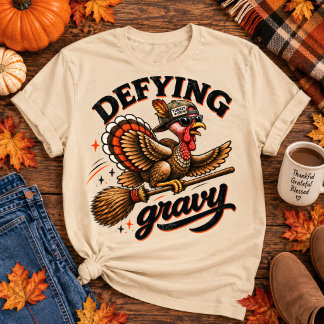 Grappige Thanksgiving-kalkoen Heksenbemanning T-shirt