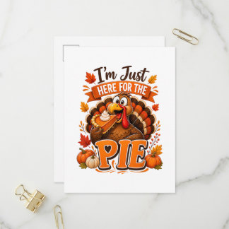Grappige Thanksgiving kalkoen Ik ben hier voor de Uitnodiging Briefkaart