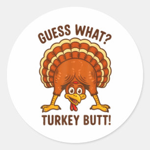 Grappige Thanksgiving Kinderen Grap Meme Raad wat Ronde Sticker
