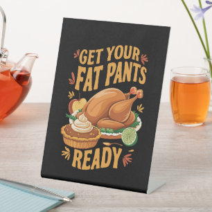 Grappige Thanksgiving - Krijg je dikke broek klaar Reclamebord Met Voetstuk