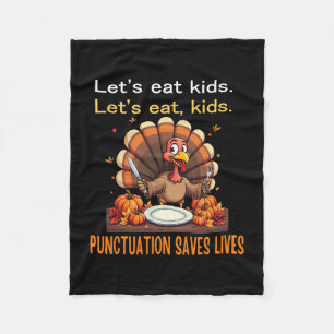 Grappige Thanksgiving Leraar Kalkoen Laten we Kind Fleece Deken