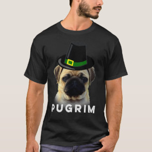 Grappige Thanksgiving Pelgrim Pugrim Pug Dog T-shirt