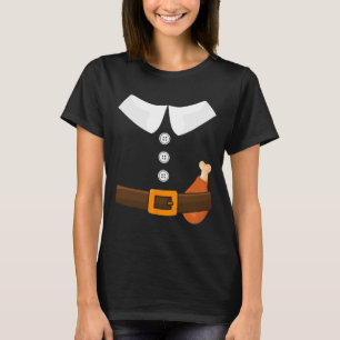 Grappige Thanksgiving-pilgrimkostuum met kalkoenpo T-shirt