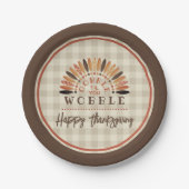 Grappige Thanksgiving Plaid Gobble Til You Wobble Papieren Bordje (Voorkant)