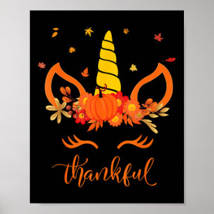 Grappige Thanksgiving Schattige Eenhoorn Turkije G Poster