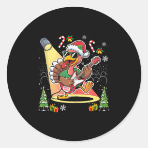 Grappige Thanksgiving-sinterklaashoed Kalkoen Rock Ronde Sticker
