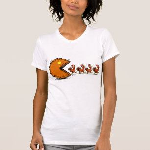 Grappige Thanksgiving Taart Eetende Kalkoen Retro T-shirt