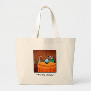 Grappige Thanksgiving Turkije Fortune Cartoon Gift Grote Tote Bag