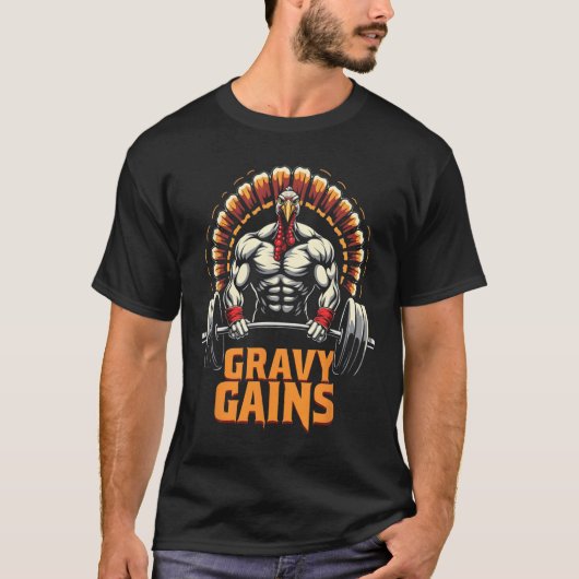 Grappige Thanksgiving Turkije Gravy wint Motivatie T-shirt (Voorkant)