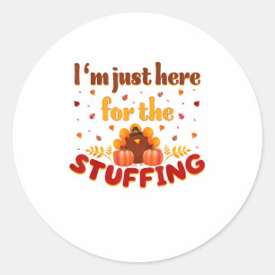 Grappige Thanksgiving Turkije Ik ben hier alleen v Ronde Sticker