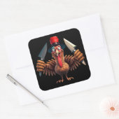 Grappige Thanksgiving Turkije Wraak - Kerstmis Vierkante Sticker (Envelop)