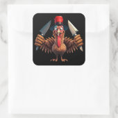Grappige Thanksgiving Turkije Wraak - Kerstmis Vierkante Sticker (Tas)