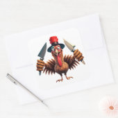 Grappige Thanksgiving Turkije Wraak - Kerstmis Vierkante Sticker (Envelop)