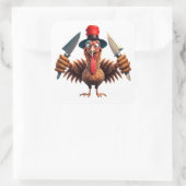 Grappige Thanksgiving Turkije Wraak - Kerstmis Vierkante Sticker (Tas)
