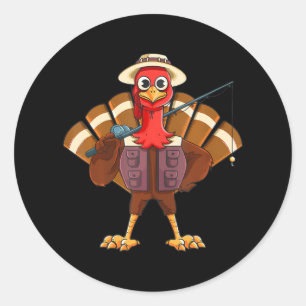 Grappige Thanksgiving Vist Gobble Turkije Fly Bass Ronde Sticker