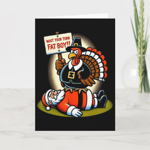 Grappige Thanksgiving wacht je beurt dikke jongen Kaart