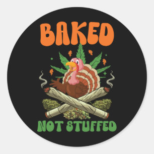 Grappige Thanksgiving Wiet Stoned Kalkoen Roker Ronde Sticker