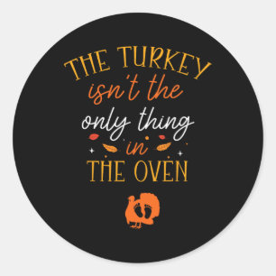 Grappige Thanksgiving zwangerschapsaankondiging De Ronde Sticker