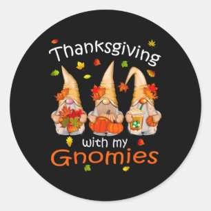 Grappige Thanksgivingen voor vrouwen Gnome - Gnomi Ronde Sticker