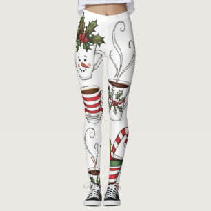 Grappige theekopjes kersttijd  leggings