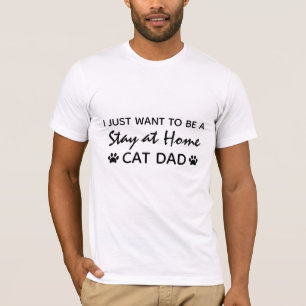 Grappige Thuisblijvende Kattenpapa Pootafdrukken T-shirt