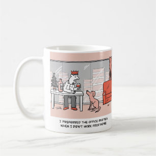 Grappige 'Thuiswerken' Kantoorfeest Cartoon Koffiemok