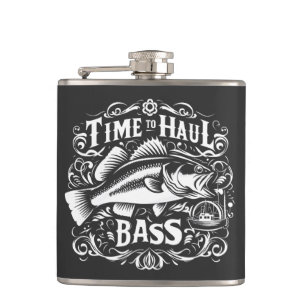 Grappige tijd om Bass Vissen Boat Haul Heupfles