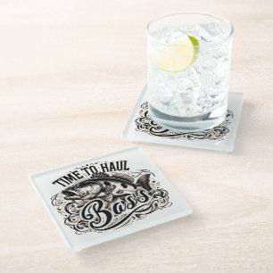 Grappige tijd voor Haul Bass Gevist Glazen Onderzetter