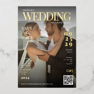 Grappige tijdschriftcover donkere foto unieke brui folie uitnodiging