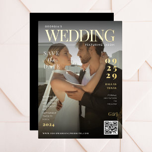 Grappige tijdschriftcover donkere foto unieke brui folie uitnodiging