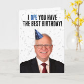 Grappige Tim Walz verjaardag - Ik hoop dat je het  Kaart (Gele Bloem)