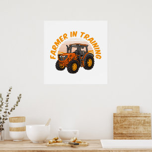 Grappige toekomstige boer in opleiding tractor lan poster